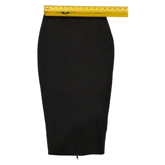 Revolve NUDE Black Full Length Back Zipper Pencil Skirt Slit High Waist Size S - Picture 6 of 10